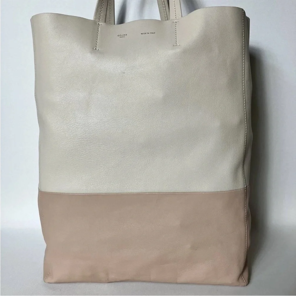 Celine Cream and Tan Leather Tote - Picture 2 of 10
